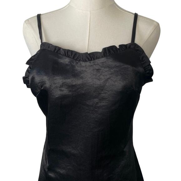 Y2k 90s Satin Mini Dress Ruffle Date Night Black Size Small Hoco Prom - Picture 3 of 10